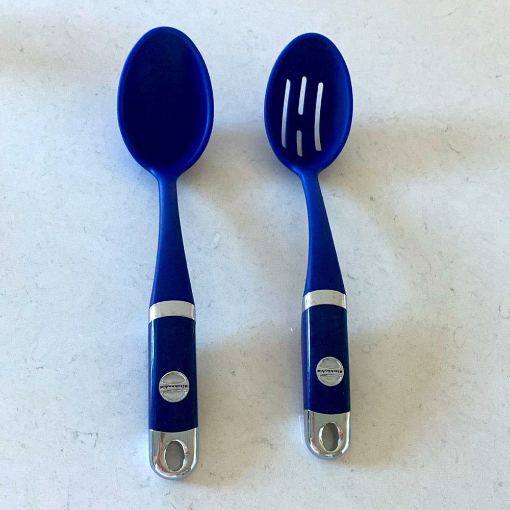 Blue KitchenAid Slotted Spoon Set of 2